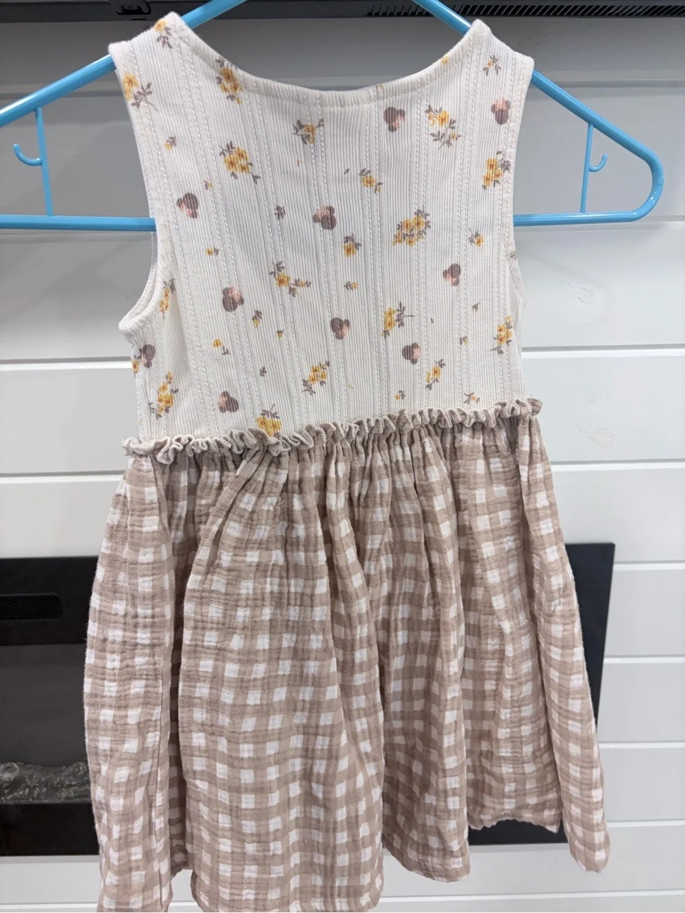 Target White Ribbed Bodice & Beige Gingham Sundress